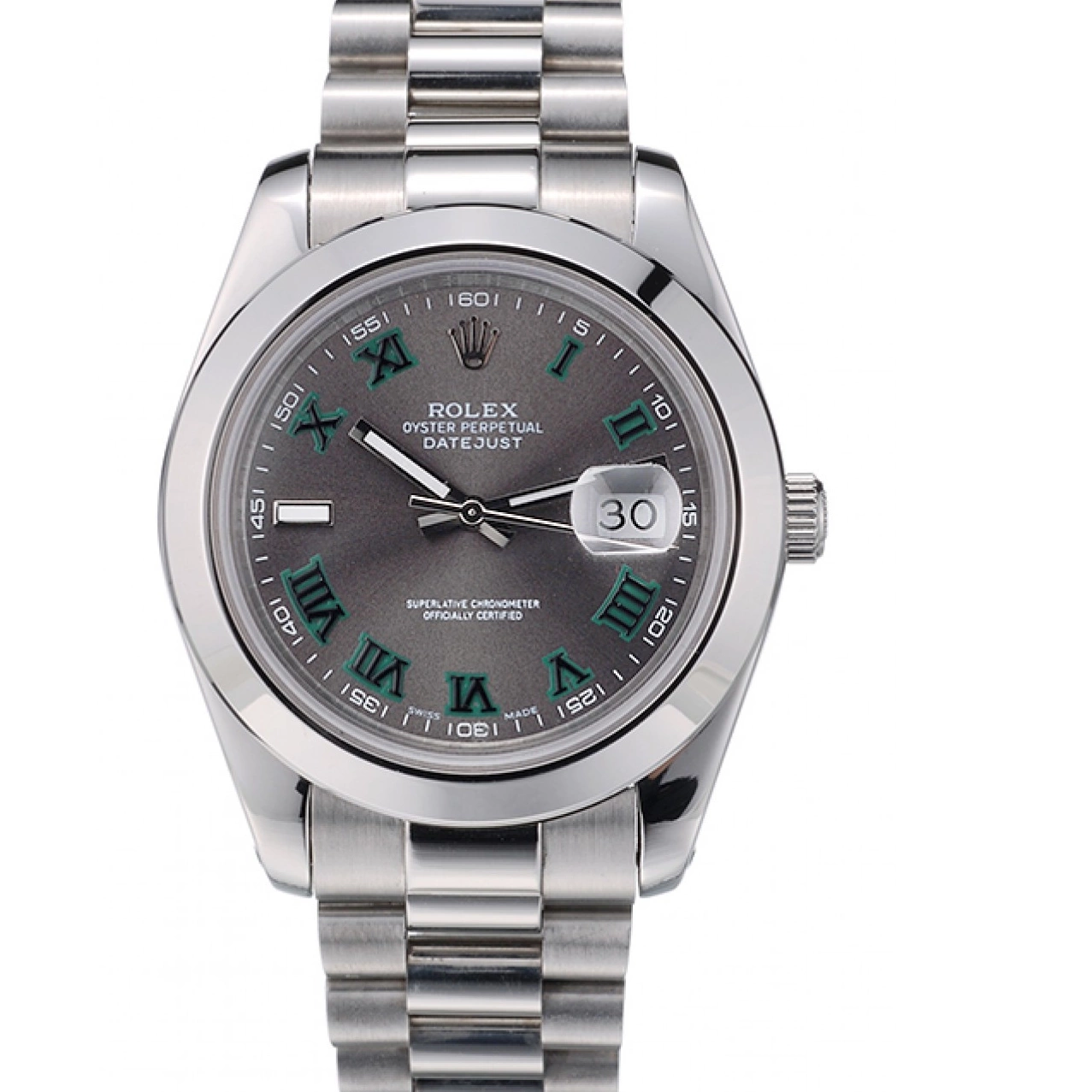 Aaa replica watch Grey Swiss Rolex Stainless Bezel DateJust Polished Dial Steel 42000 0617